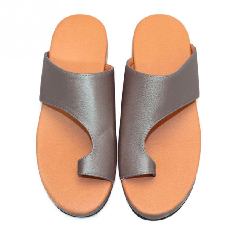 Leather Comfy Platform Flat Sole Soft Big Toe Foot Correction Sandals Orthopedic Bunion Corrector - Easy Pickins Store