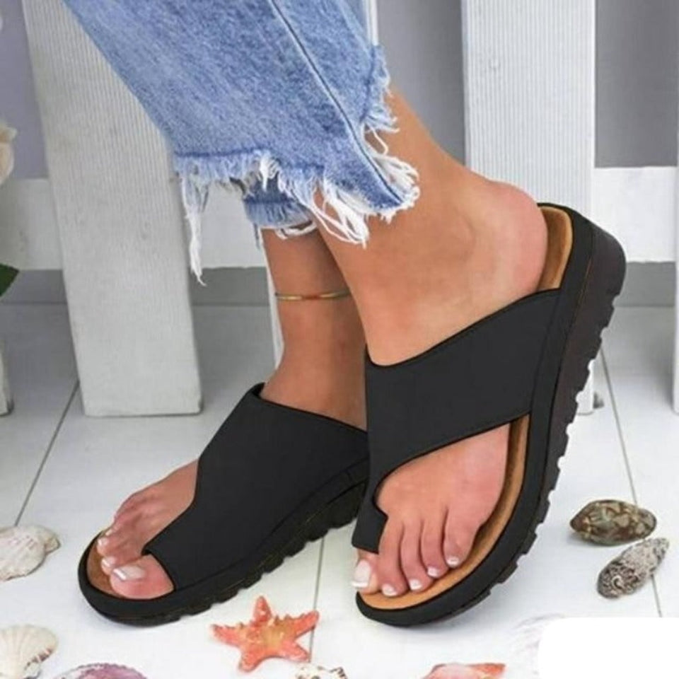 Leather Comfy Platform Flat Sole Soft Big Toe Sandals Orthopedic - Easy Pickins Store