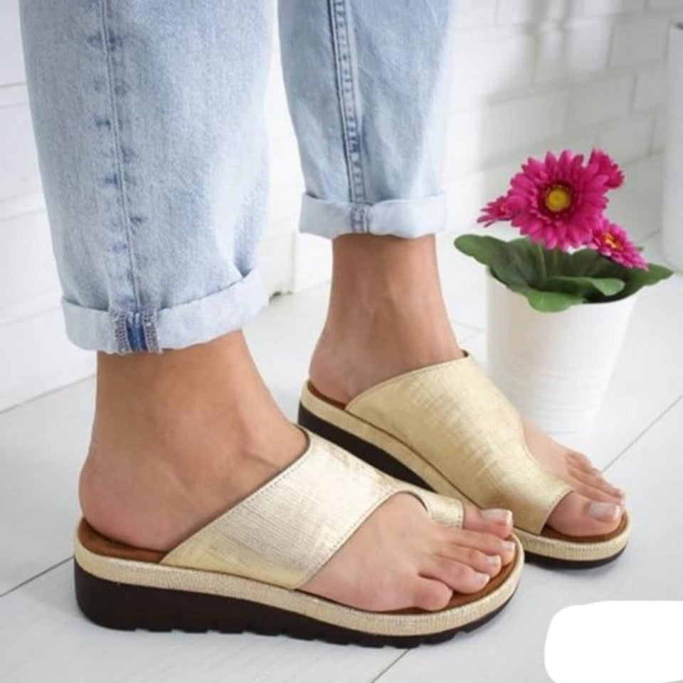Leather Comfy Platform Flat Sole Soft Big Toe Sandals Orthopedic - Easy Pickins Store