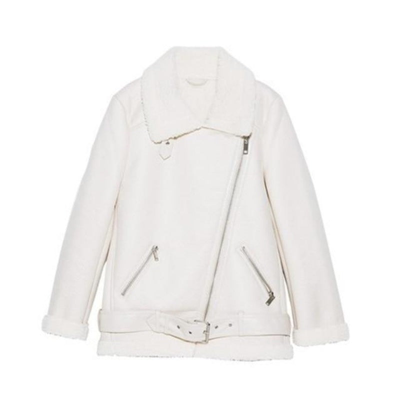 Leather Faux Fur Thicken Warm Slim Coat - Easy Pickins Store