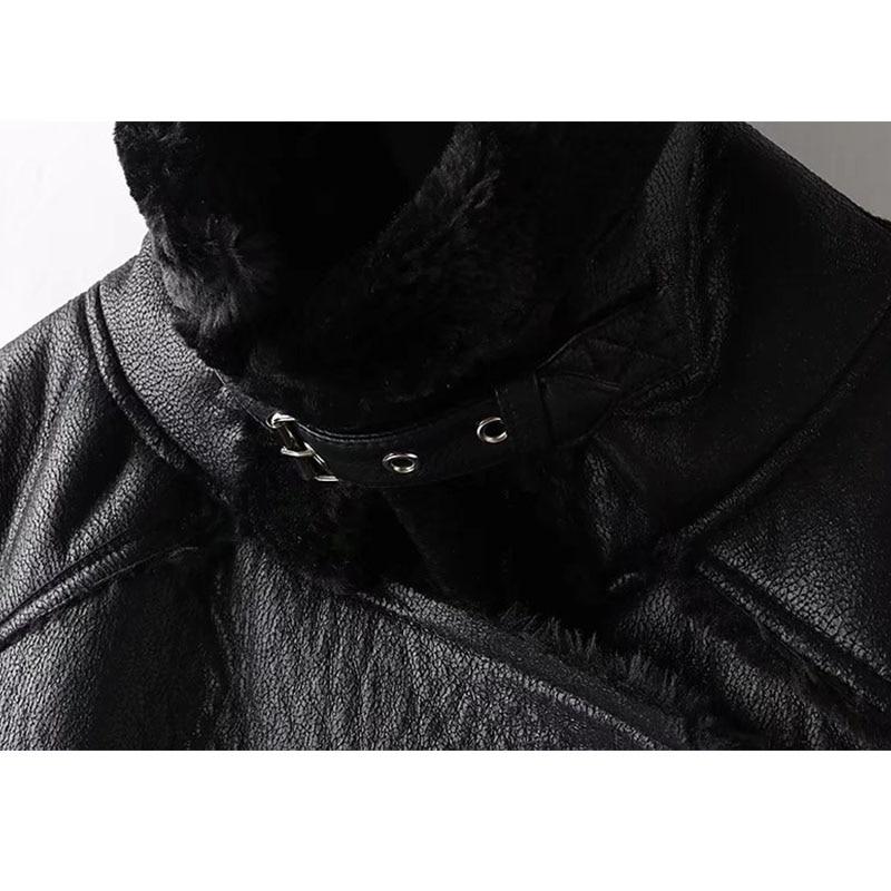 Leather Faux Fur Thicken Warm Slim Coat - Easy Pickins Store
