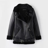 Leather Faux Fur Thicken Warm Slim Coat - Easy Pickins Store