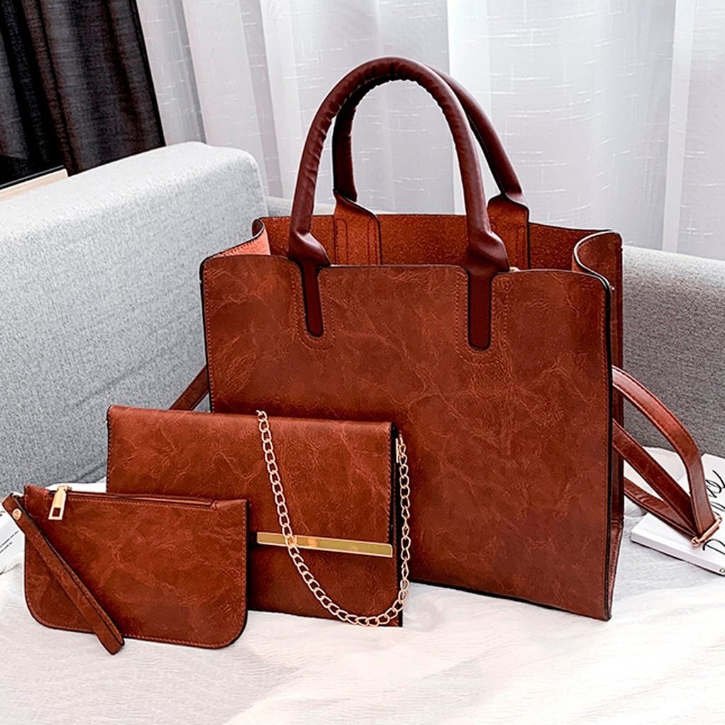 Leather Handbag Shoulder Wallet Set 0f 3 - Easy Pickins Store