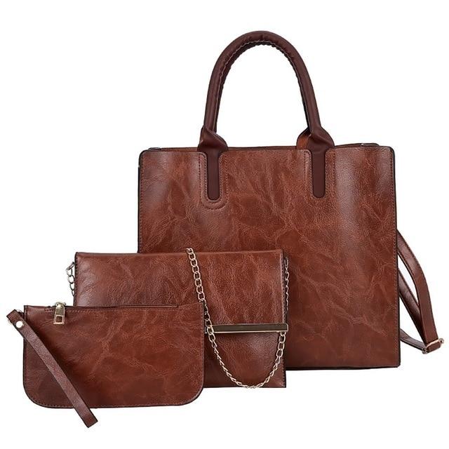 Leather Handbag Shoulder Wallet Set 0f 3 - Easy Pickins Store