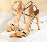Leather High Heels Gold Pumps - Easy Pickins Store