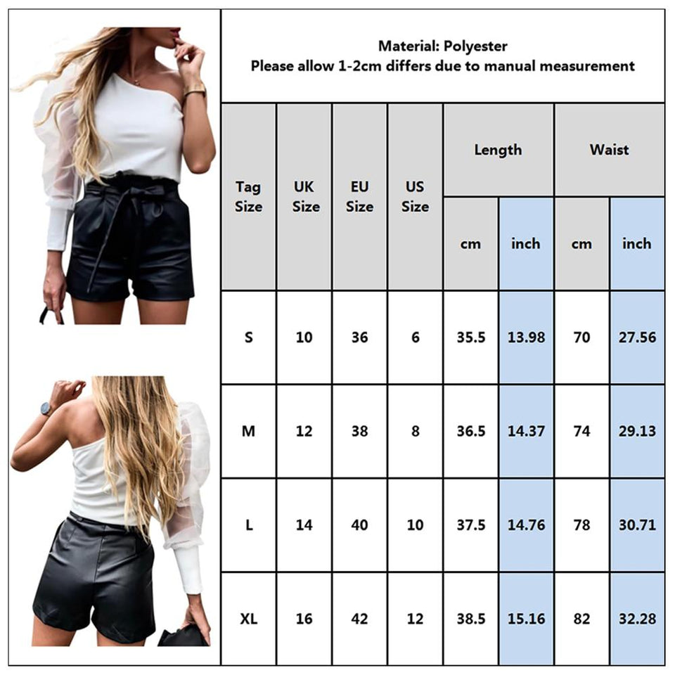 Leather High Waist Black With Belt Bow Shorts Street-wear - Easy Pickins Store