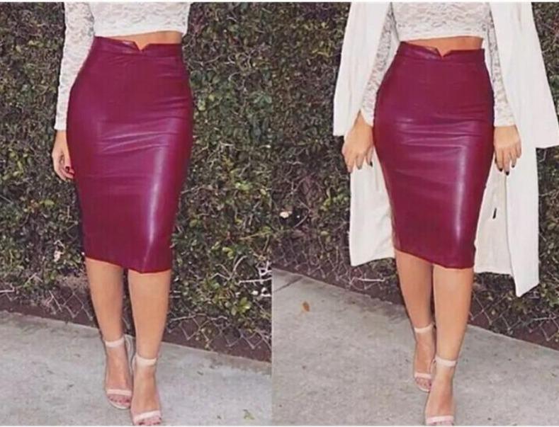 Leather Pencil Skirt High Waist Long - Easy Pickins Store