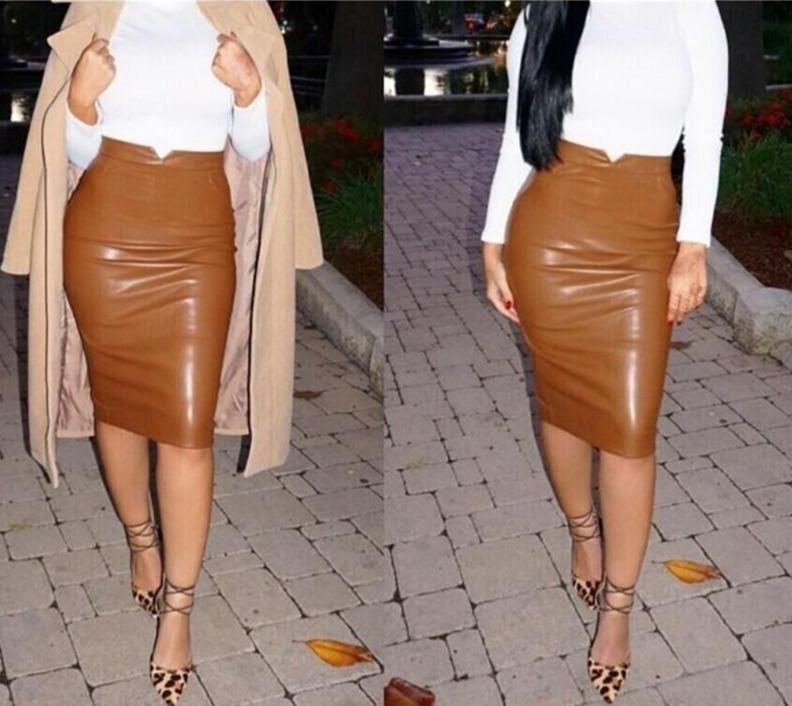 Leather Pencil Skirt High Waist Long - Easy Pickins Store