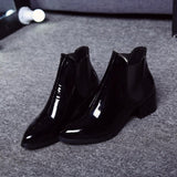 Leather Pointed Low Heel Ankle Boots - Easy Pickins Store