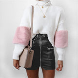 Leather Split Zipper High Waist Slim A line Skirt - Easy Pickins Store