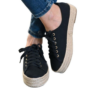 Leopard Lace Up Canvas Platform Sneakers Comfortable - Easy Pickins Store