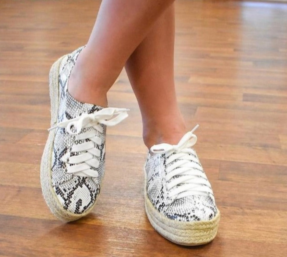 Leopard Lace Up Canvas Platform Sneakers Comfortable - Easy Pickins Store