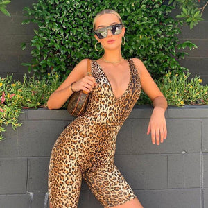 Leopard Print Long Sleeve Off Shoulder Stretchy Soft Jumpsuit - Easy Pickins Store