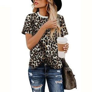 Leopard Print O Neck Long Sleeve T- shirt - Easy Pickins Store