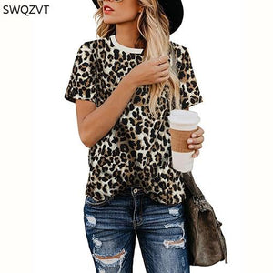 Leopard Print O Neck Long Sleeve T- shirt - Easy Pickins Store