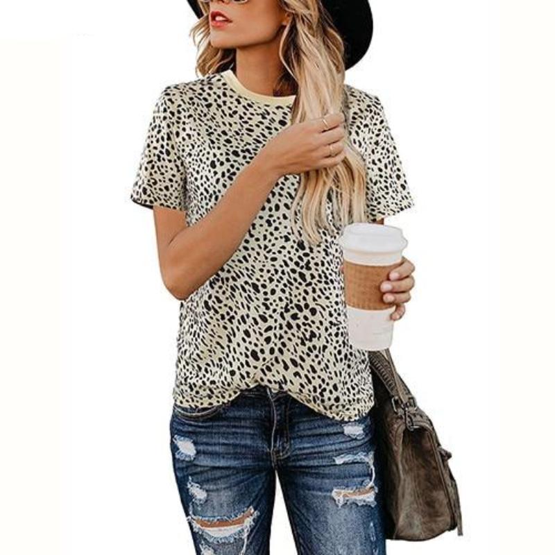Leopard Print O Neck Long Sleeve T- shirt - Easy Pickins Store