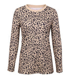 Leopard Print O Neck Long Sleeve T- shirt - Easy Pickins Store