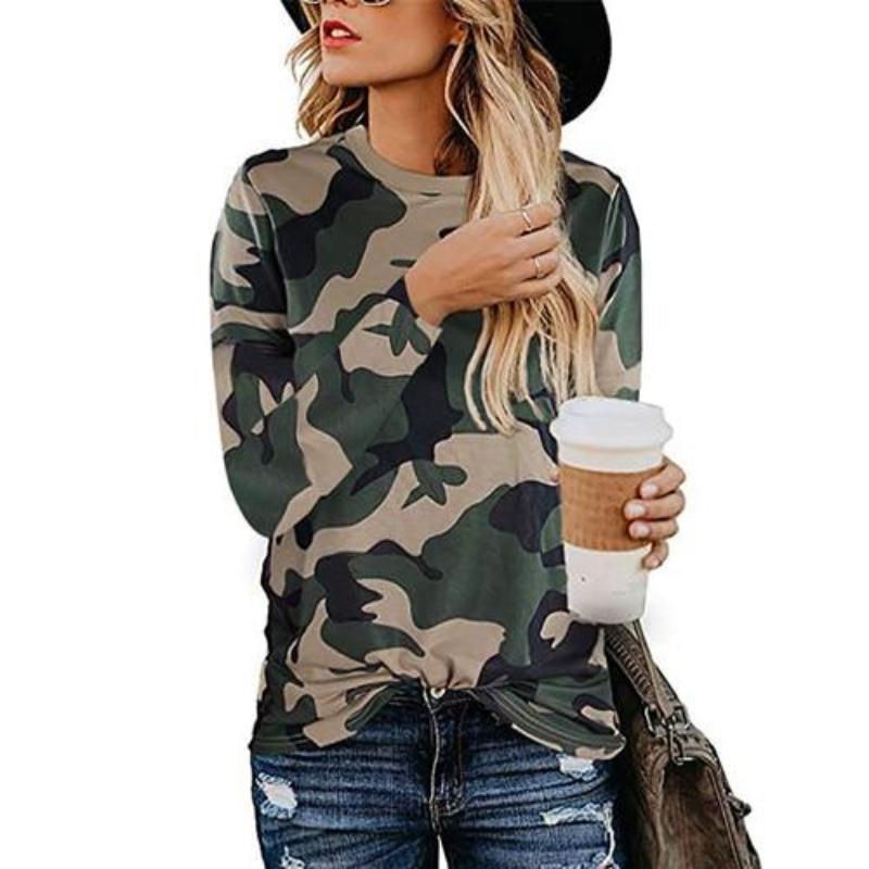 Leopard Print O Neck Long Sleeve T- shirt - Easy Pickins Store