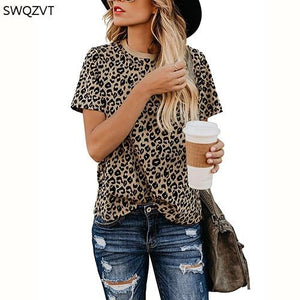 Leopard Print O Neck Long Sleeve T- shirt - Easy Pickins Store