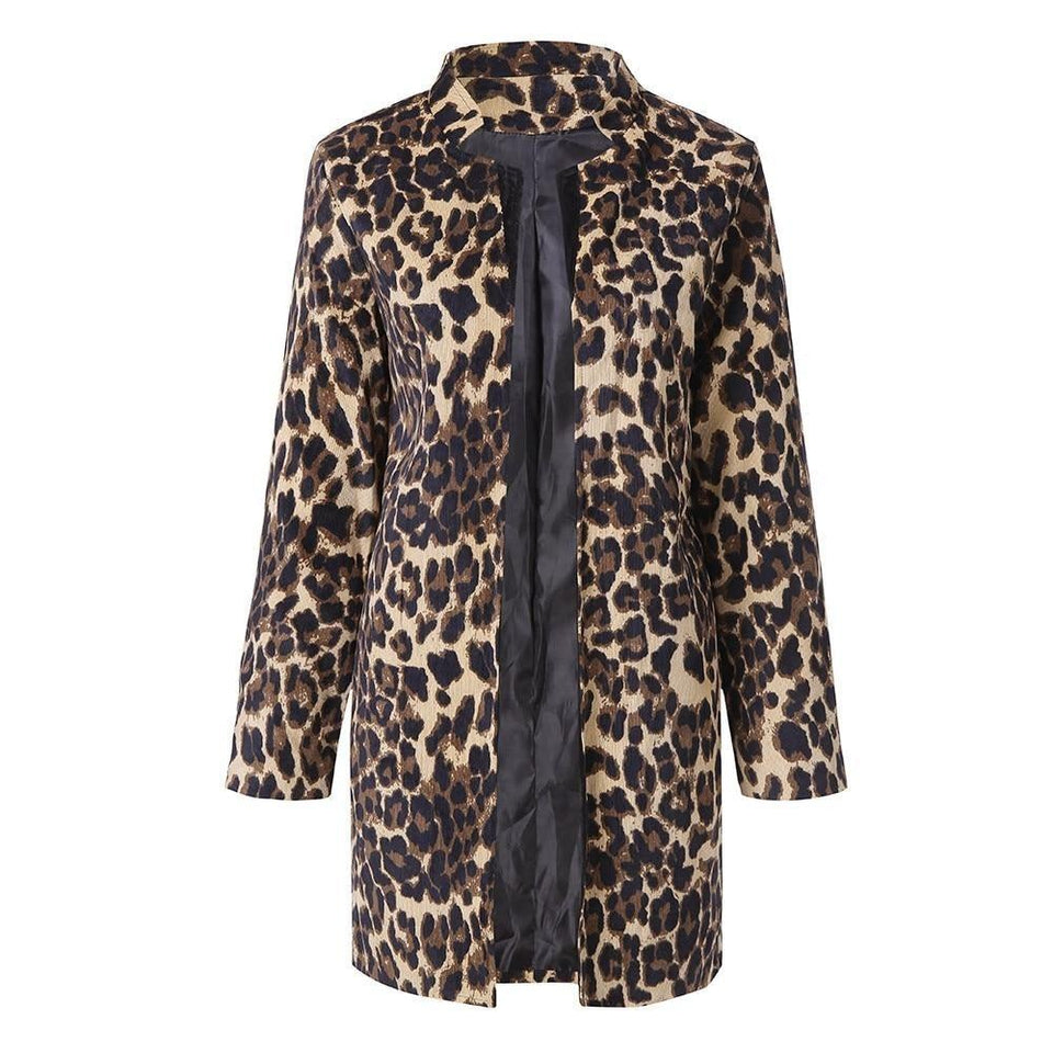 Leopard Printed Long Coat Cardigan - Easy Pickins Store