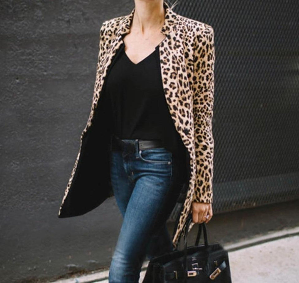Leopard Printed Long Coat Cardigan - Easy Pickins Store