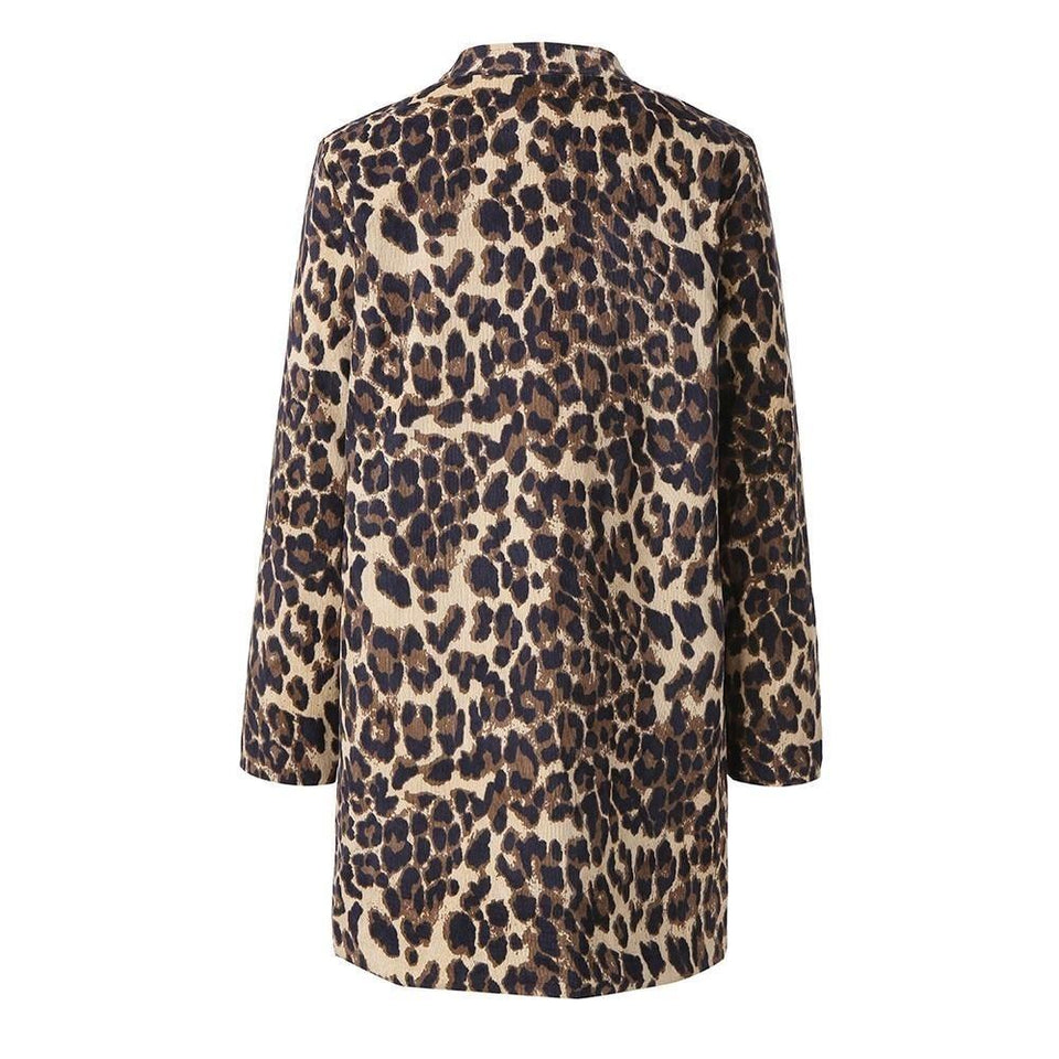 Leopard Printed Long Coat Cardigan - Easy Pickins Store