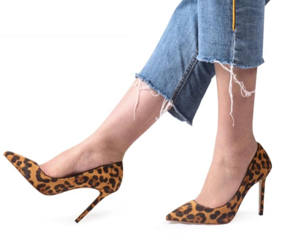 Leopard Pumps Pointed Toe High Heels - Easy Pickins Store