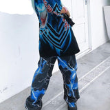 Lightning Print Streetwear Cargo Joggers High Waist Hippie - Easy Pickins Store