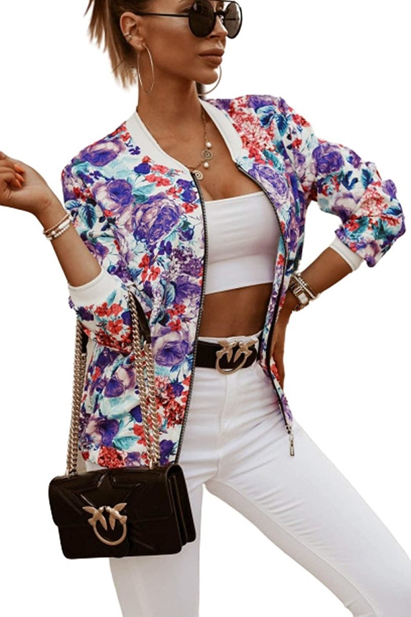 Lightweight Zip Up Stand Collar Bomber Jacket - Easy Pickins Store