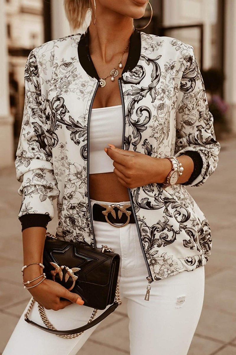 Lightweight Zip Up Stand Collar Bomber Jacket - Easy Pickins Store