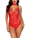 Lingerie Embroidered Lace with Choker One Piece - Easy Pickins Store