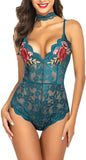 Lingerie Embroidered Lace with Choker One Piece - Easy Pickins Store