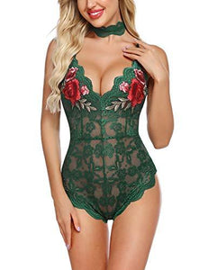 Lingerie Embroidered Lace with Choker One Piece - Easy Pickins Store
