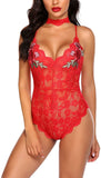 Lingerie Embroidered Lace with Choker One Piece - Easy Pickins Store
