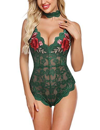 Lingerie Embroidered Lace with Choker One Piece - Easy Pickins Store