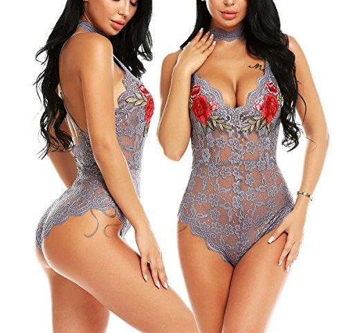 Lingerie Embroidered Lace with Choker One Piece - Easy Pickins Store