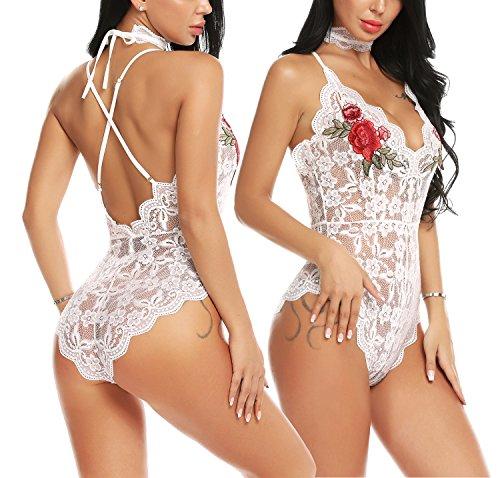 Lingerie Embroidered Lace with Choker One Piece - Easy Pickins Store