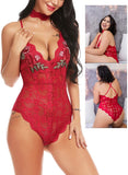 Lingerie Embroidered Lace with Choker One Piece - Easy Pickins Store