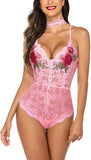 Lingerie Embroidered Lace with Choker One Piece - Easy Pickins Store