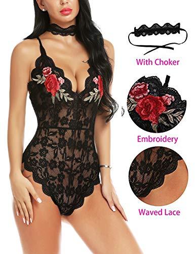 Lingerie Embroidered Lace with Choker One Piece - Easy Pickins Store