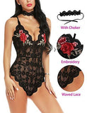 Lingerie Embroidered Lace with Choker One Piece - Easy Pickins Store
