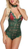 Lingerie Embroidered Lace with Choker One Piece - Easy Pickins Store