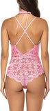Lingerie Embroidered Lace with Choker One Piece - Easy Pickins Store