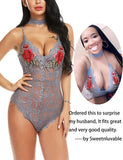 Lingerie Embroidered Lace with Choker One Piece - Easy Pickins Store