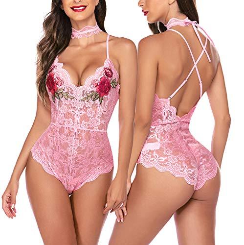 Lingerie Embroidered Lace with Choker One Piece - Easy Pickins Store