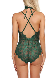 Lingerie Embroidered Lace with Choker One Piece - Easy Pickins Store