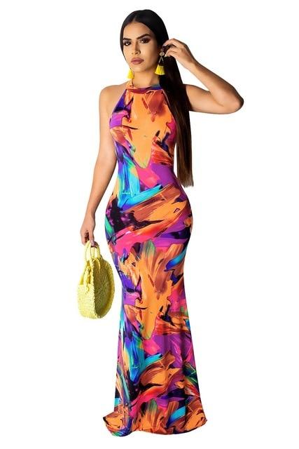 Long Dress Elegant Multicolor Sundress/Long Sleeve Warp Vestido - Easy Pickins Store