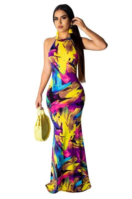 Long Dress Elegant Multicolor Sundress/Long Sleeve Warp Vestido - Easy Pickins Store