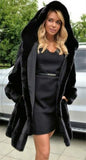 Long Faux Fur Black Plush Warm Coat - Easy Pickins Store