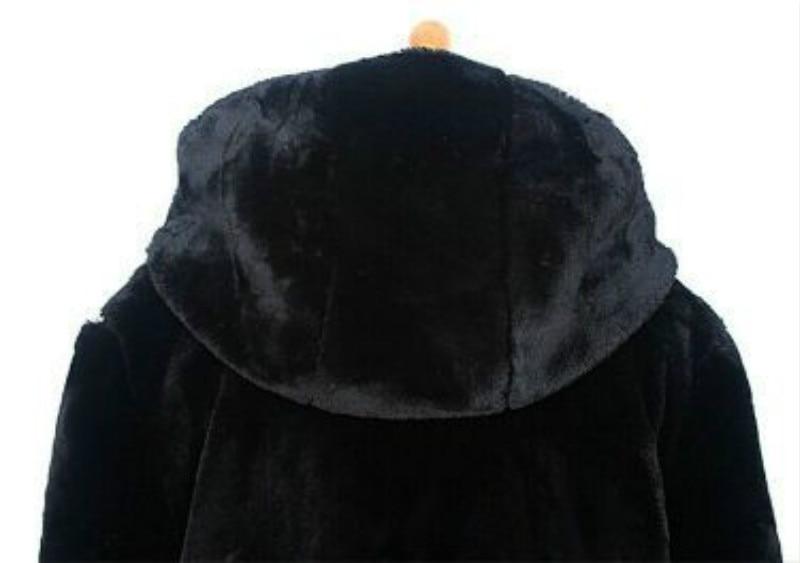 Long Faux Fur Black Plush Warm Coat - Easy Pickins Store